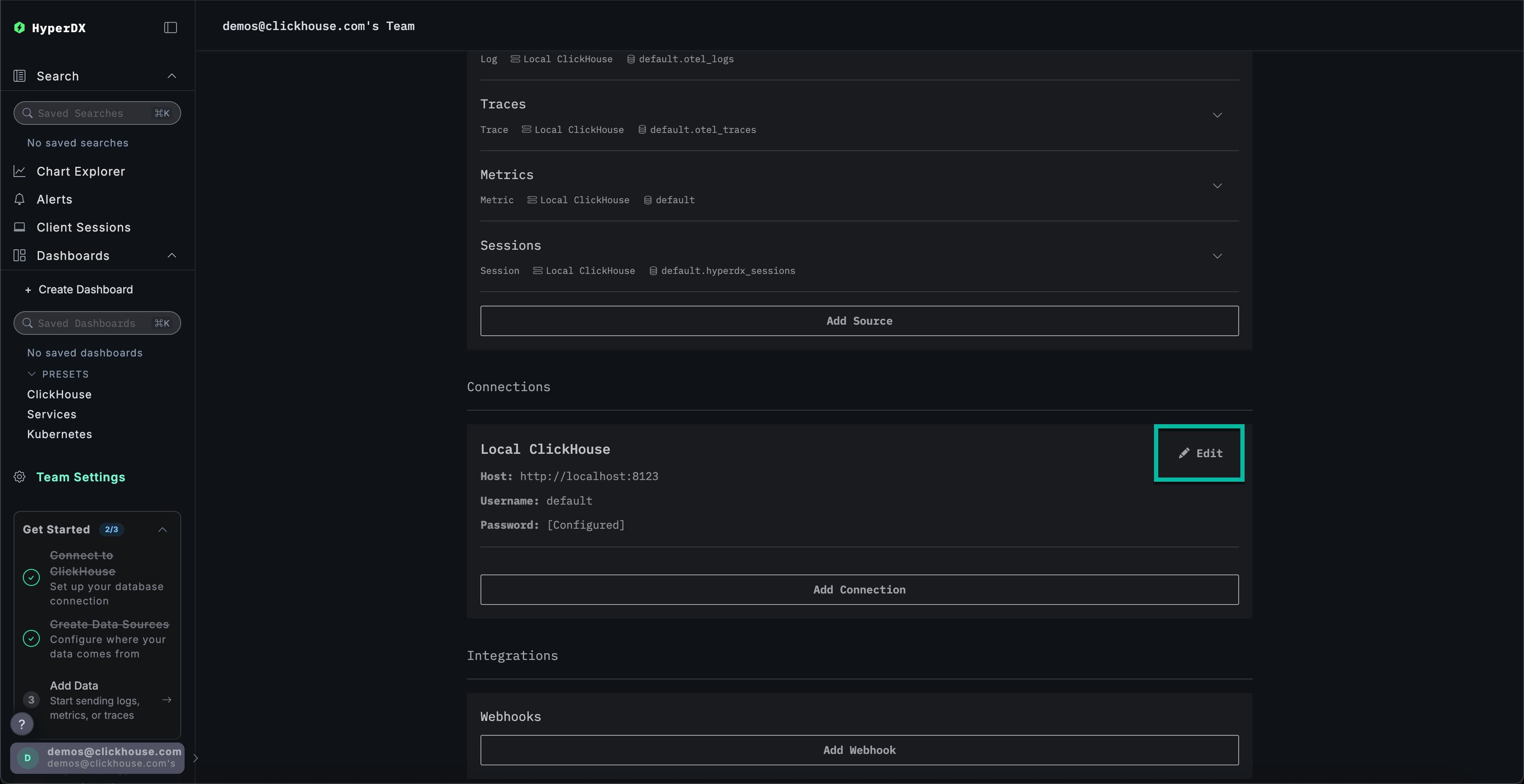 Редактирование подключения