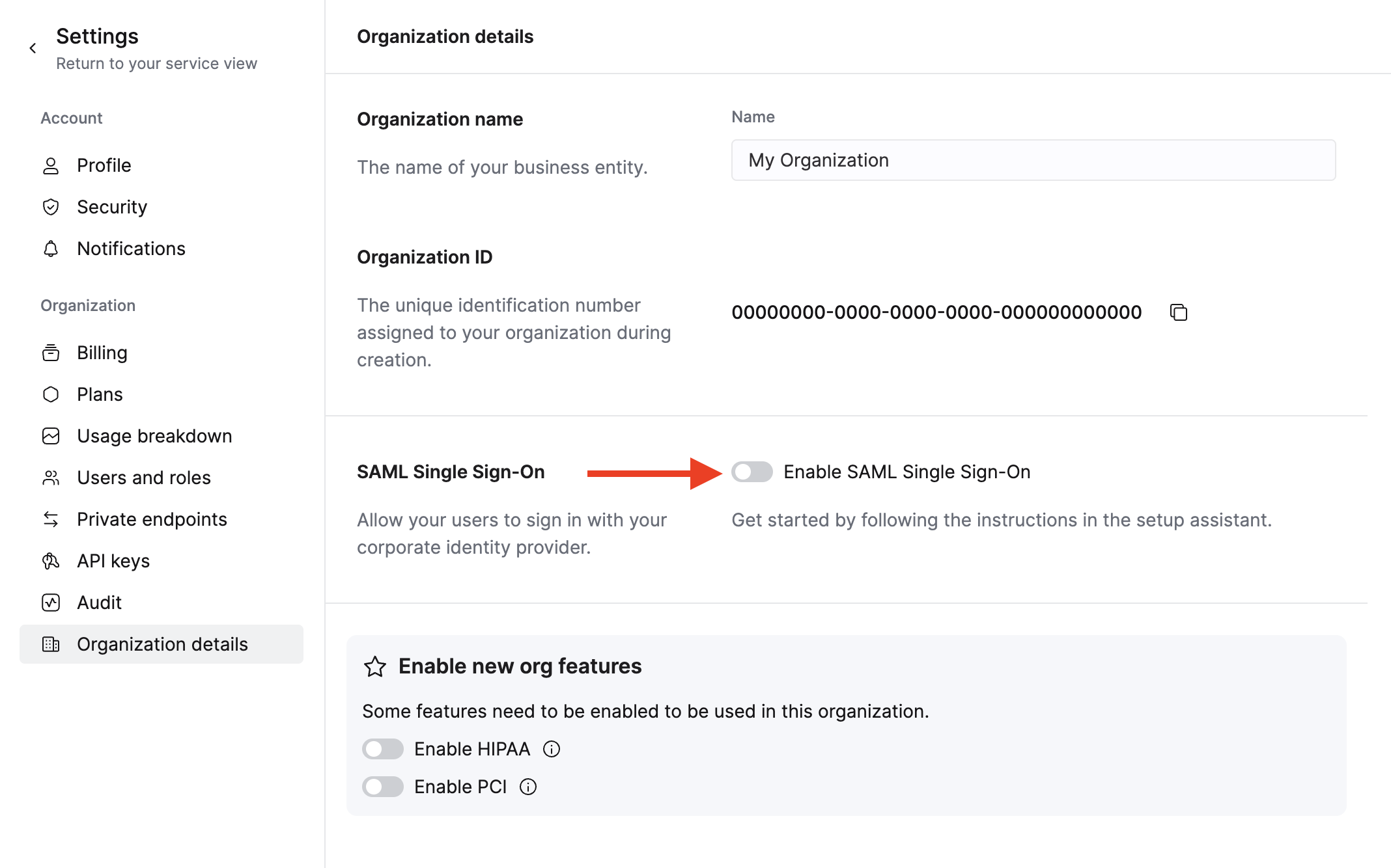 Начало настройки SAML